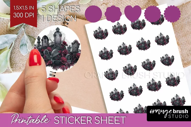 Dark Gothic Round Sticker - Victorian Gothic Printable Sheet