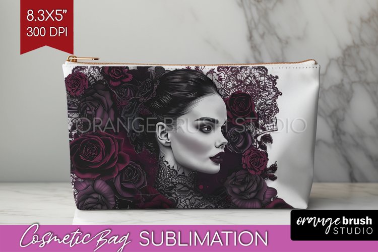 Dark Gothic Cosmetic Bag - Victorian Gothic Makeup Bag PNG example image 1