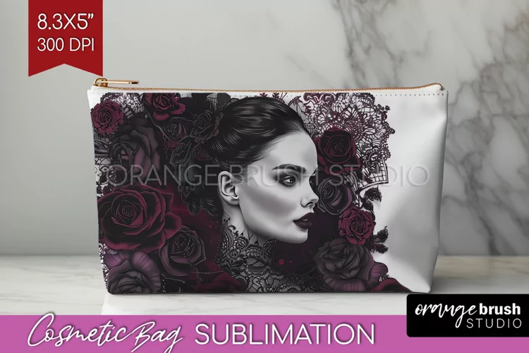 Dark Gothic Cosmetic Bag - Victorian Gothic Makeup Bag PNG