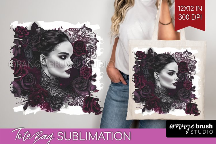 Dark Gothic Tote Bag - Victorian Gothic Tote Bag PNG example image 1