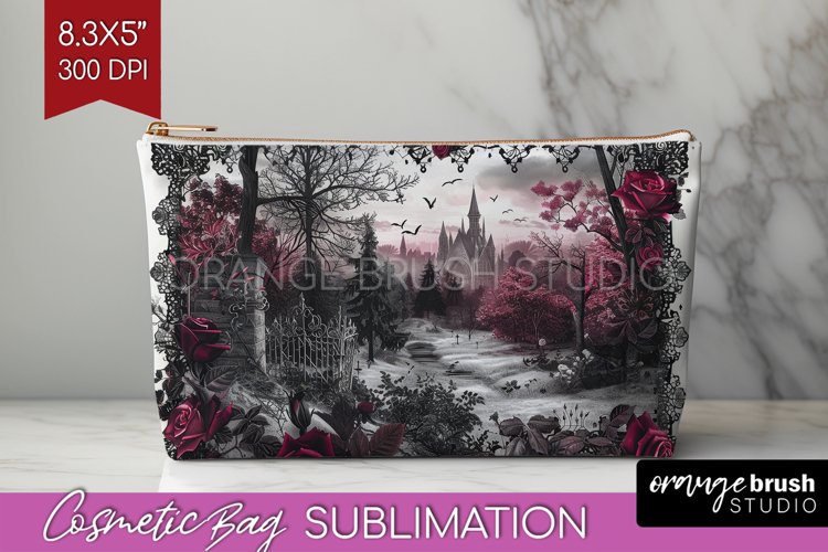 Dark Gothic Cosmetic Bag - Victorian Gothic Makeup Bag PNG example image 1
