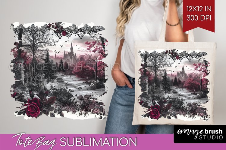 Dark Gothic Tote Bag - Victorian Gothic Tote Bag PNG example image 1