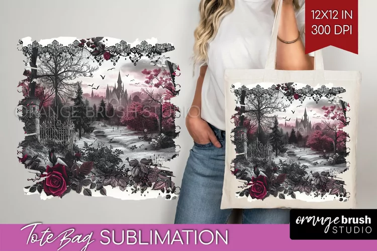 Dark Gothic Tote Bag - Victorian Gothic Tote Bag PNG