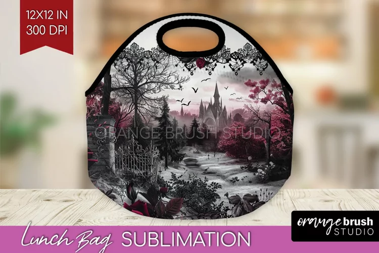 Dark Gothic Lunch Bag - Victorian Gothic Lunch Bug PNG