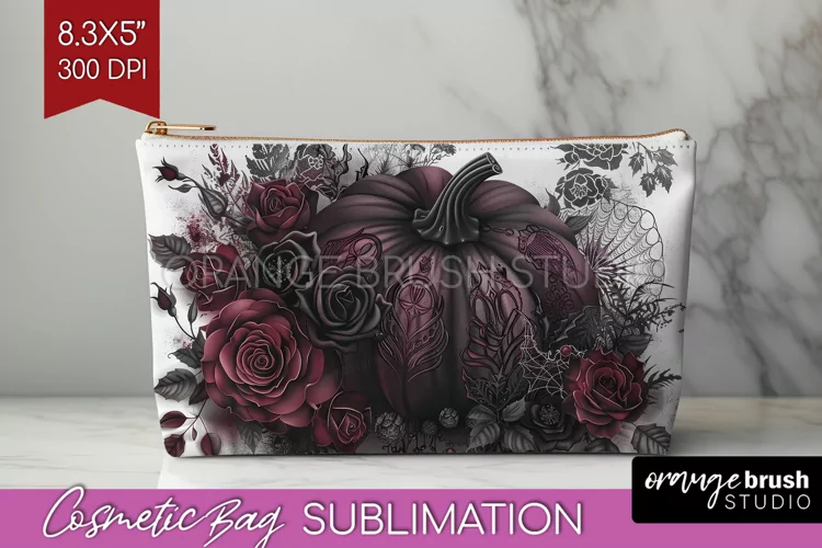 Dark Gothic Cosmetic Bag - Victorian Gothic Makeup Bag PNG