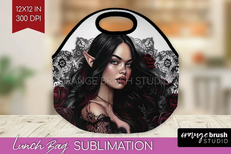Dark Gothic Lunch Bag - Victorian Gothic Lunch Bug PNG