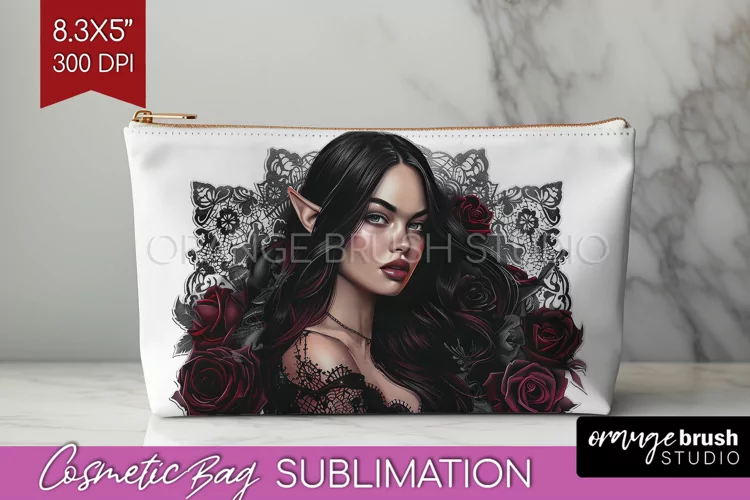Dark Gothic Cosmetic Bag - Victorian Gothic Makeup Bag PNG