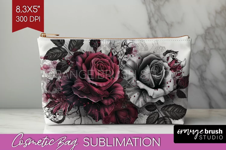 Dark Gothic Cosmetic Bag - Victorian Gothic Makeup Bag PNG