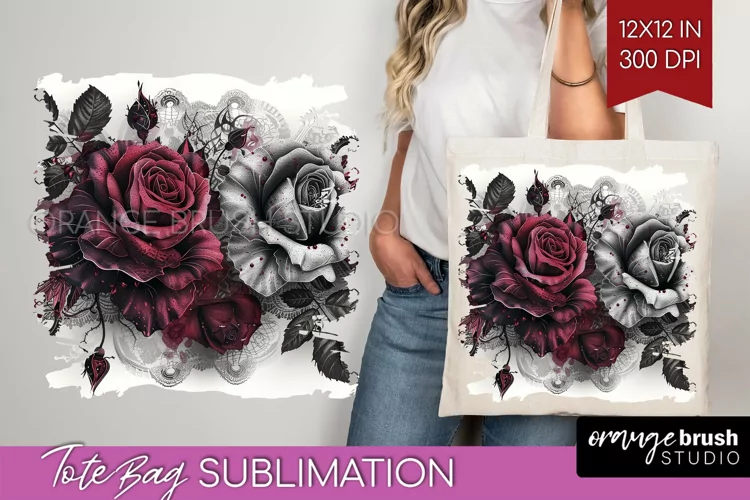 Dark Gothic Tote Bag - Victorian Gothic Tote Bag PNG