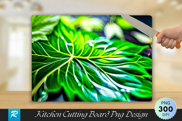 Green Leaves Cutting Board Sublimation Design