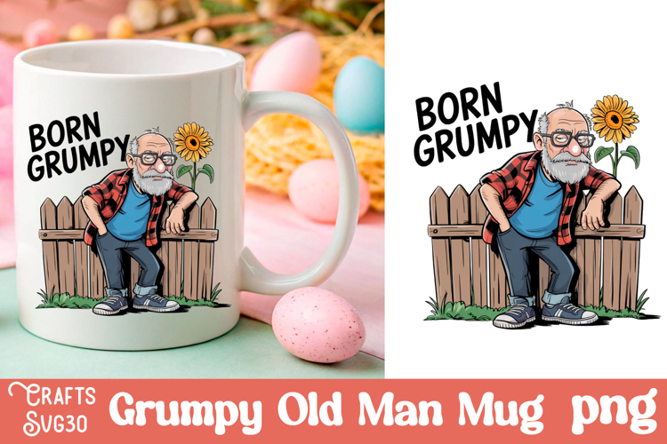 Grumpy Fathers Day Mug Old Man design png