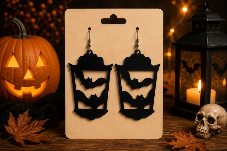 Halloween Lantern Earrings SVG - Laser Cut Spooky Earrings