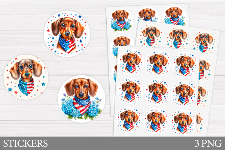 Patriotic Dog Sticker Design. Patriotic Sticker Printable