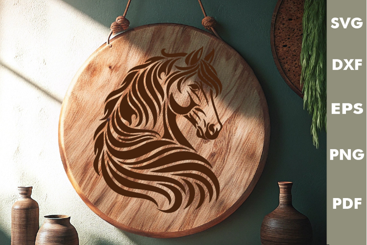 Horse Head Design, Cutting board SVG, Laser cut, Cricut