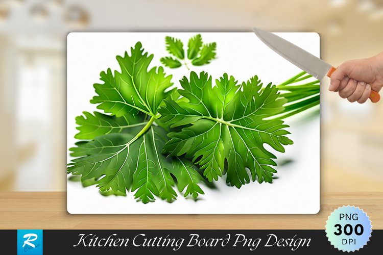 Coriander Leaves on White Cutting Board Sublimation Design example image 1