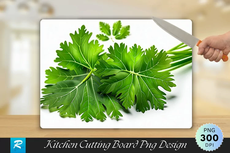 Coriander Leaves on White Cutting Board Sublimation Design