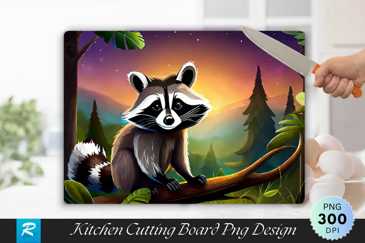 Racoon Background Cutting Board Sublimation Design