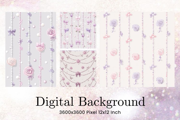 Bow Ribbon Background Bow Digital Paper Pattern Wallpaper example image 1