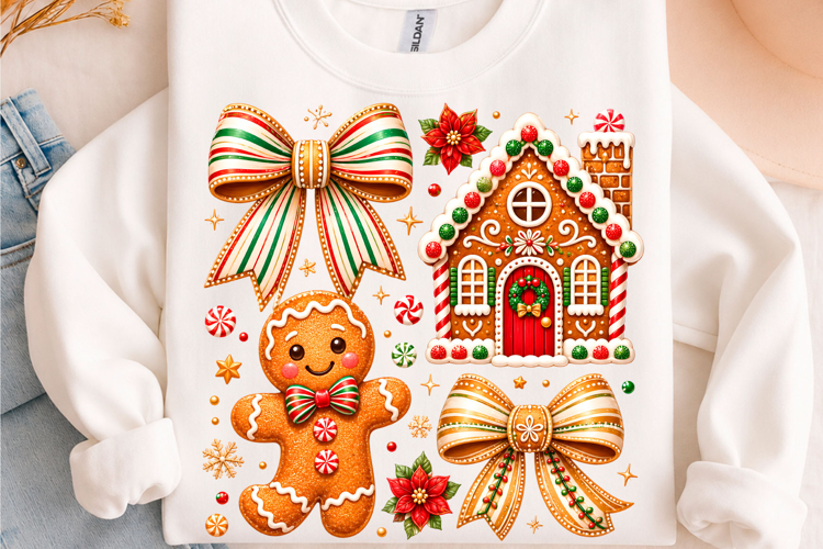 Gingerbread Christmas Bow PNG