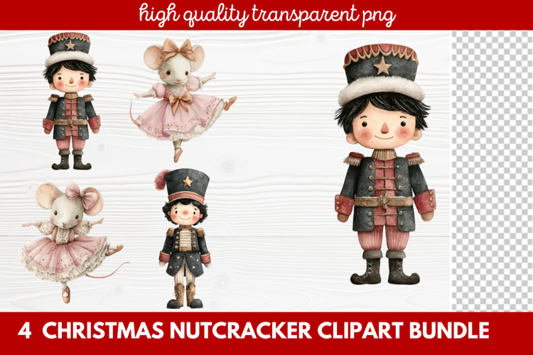4 Christmas Nutcracker Clipart | Festive Holiday Nutcracker