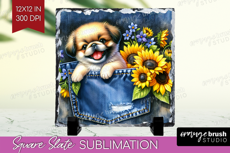 Denim Slate PNG - Dog In Pocket Square Slate Sublimation