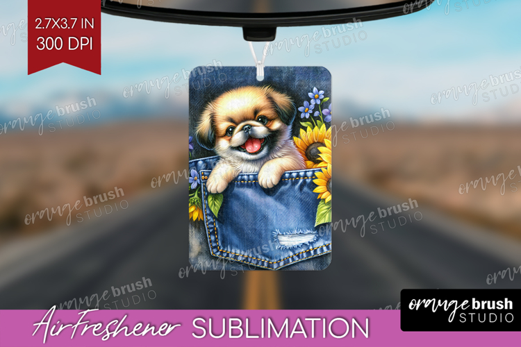 Denim Air Freshener PNG - Dog In Pocket PNG Sublimation