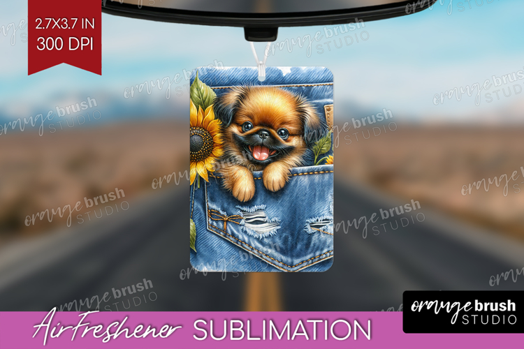 Denim Air Freshener PNG - Dog In Pocket PNG Sublimation