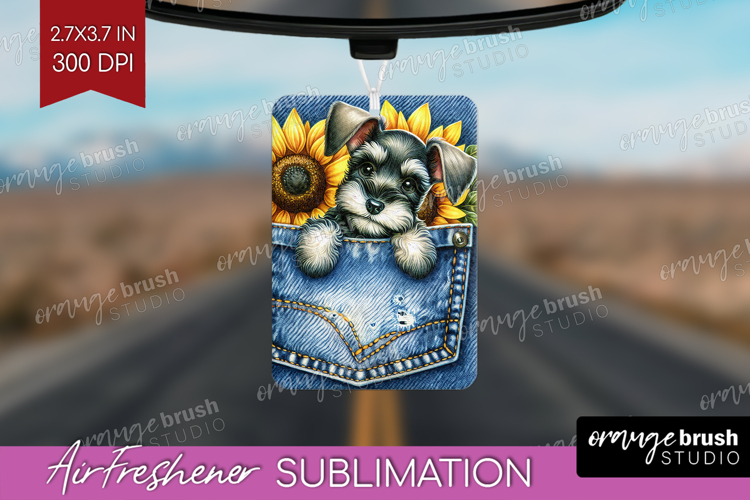 Denim Air Freshener PNG - Dog In Pocket PNG Sublimation