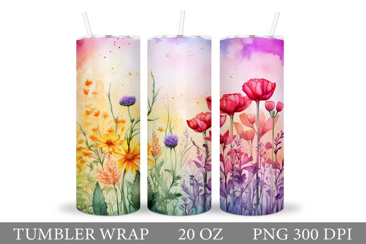 Flowers Tumbler. Wildflowers Tumbler Sublimation