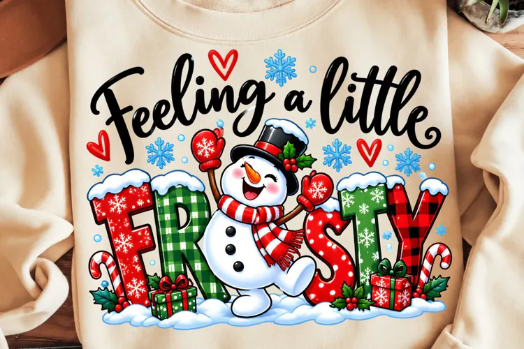 Feeling A Little Frosty PNG, Retro Frosty Christmas PNG
