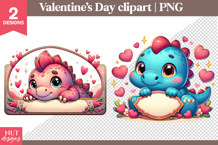 Valentine Dinosaur Clipart PNG Valentines day Custom name