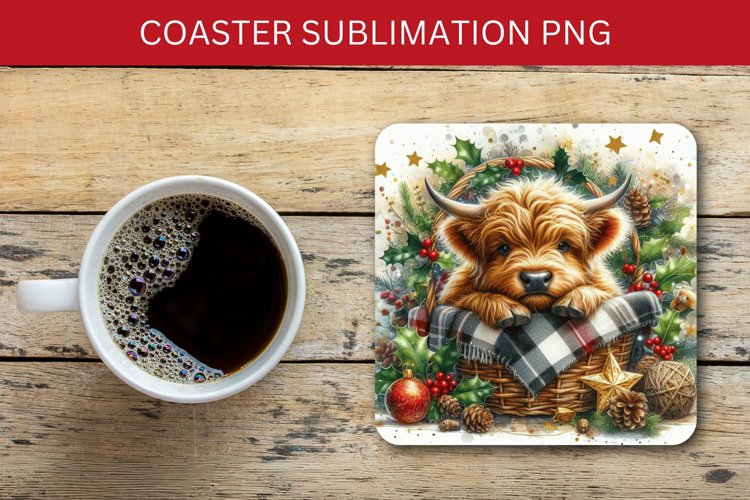 square coaster - highland cow example image 1