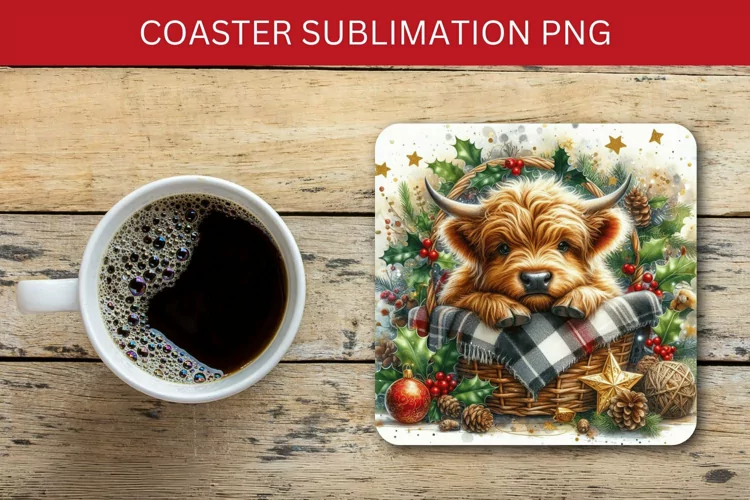 square coaster - highland cow
