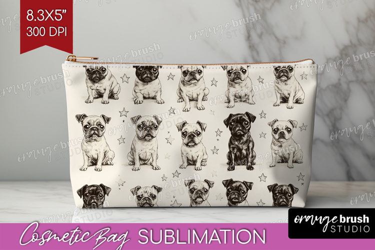 Cute Dogs Cosmetic Bag - Puppy Makeup Bag PNG Sublimation