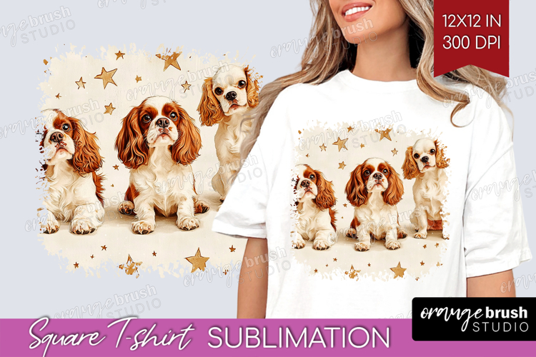 Cute Dogs Square Tshirt Background - Puppy PNG Sublimation