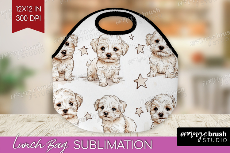 Cute Dogs Lunch Bag - Puppy Lunch Bug PNG Sublimation