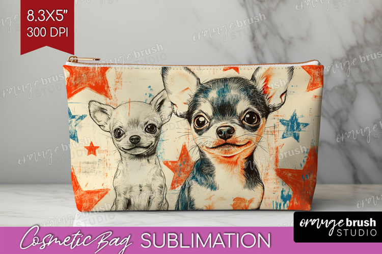 Cute Dogs Cosmetic Bag - Puppy Makeup Bag PNG Sublimation