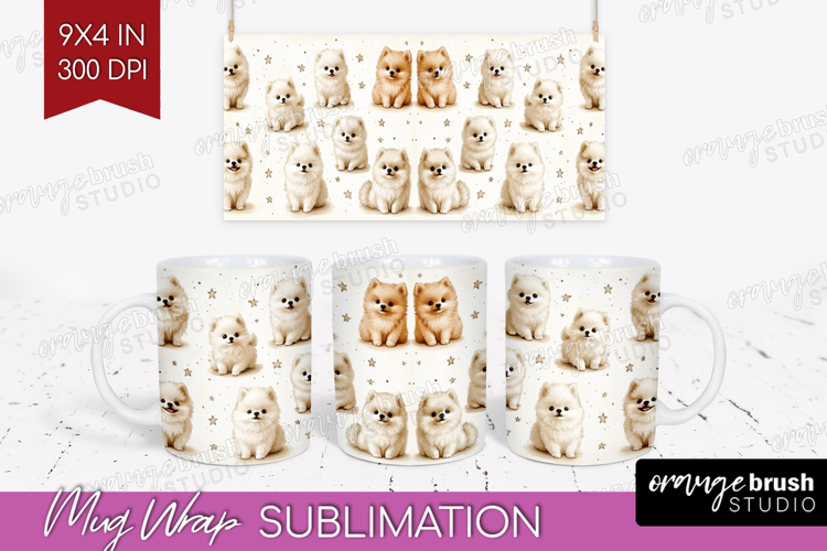 Cute Dogs Mug Wrap - Puppy Mug PNG Sublimation