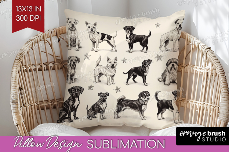 Cute Dogs Pillow Sublimation - Puppy Pillow Cover PNG