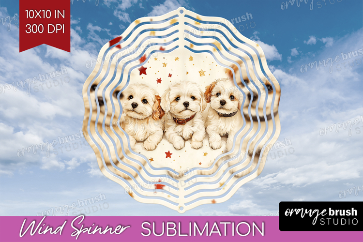 Cute Dogs Wind Spinner Sublimation PNG - Puppy Round