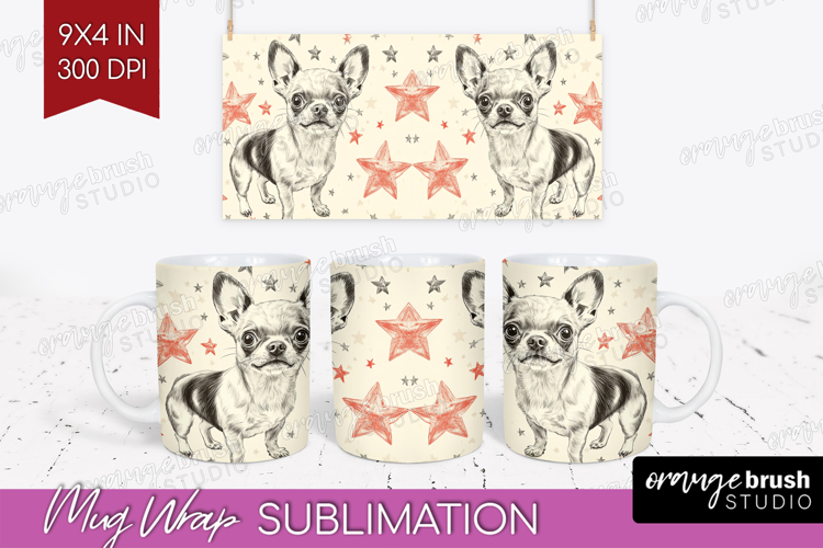 Cute Dogs Mug Wrap - Puppy Mug PNG Sublimation