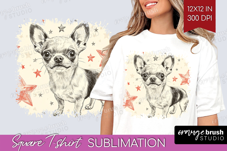 Cute Dogs Square Tshirt Background - Puppy PNG Sublimation
