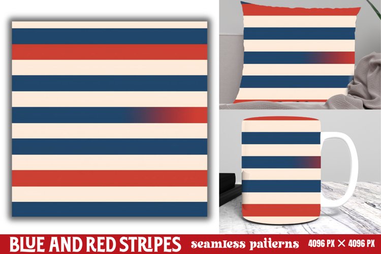 Blue and Red Stripes Seamless Pattern example image 1