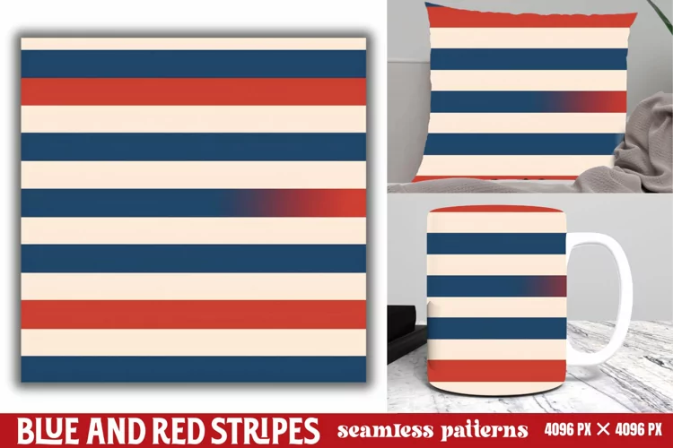 Blue and Red Stripes Seamless Pattern