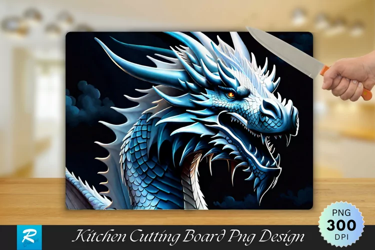 White Dragon Cutting Board Sublimation Design