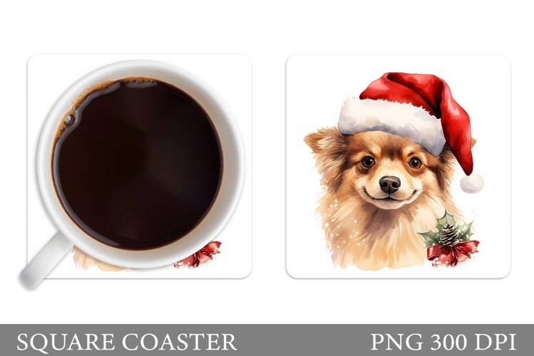 Christmas Dog Coaster. Dog Square Coaster Design