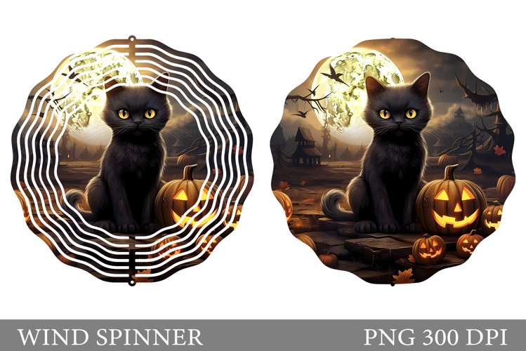 Black Cat Spinner Design. Halloween Pumpkin Spinner