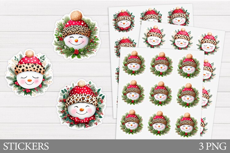 Snowman Sticker Design. Christmas Sticker Printable example image 1