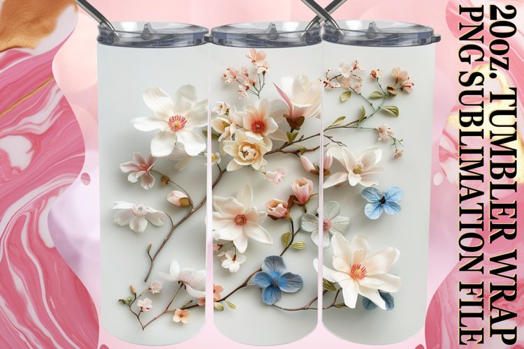 Beautiful Flower Pattern Tumbler Sublimation example image 1