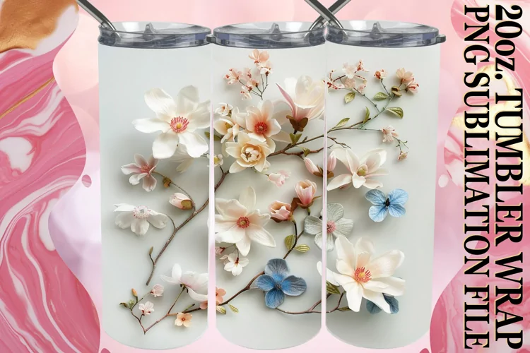 Beautiful Flower Pattern Tumbler Sublimation